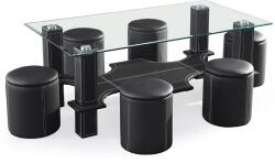 Unic Spot Set masa cafea cu 6 taburete, negru, 130x70x45 cm Masa de cafea