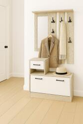 Unic Spot Set mobilier hol Filio, stejar alb cu usi albe, 90x22x116 cm