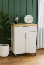 Unic Spot Carucior de bucatarie/insula cu sertar si rafturi, 66x46x93, alb, UnicSpot,