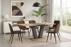 Unic Spot Masa extensibila Vegas, gri si stejar alb, 136-176x80x75 cm
