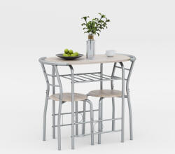 Unic Spot Set masa Dual cu 2 scaune, Stejar alb, 80x53x74 cm, UnicSpot
