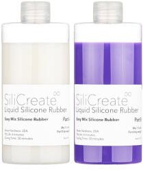 SiliCreate Cauciuc siliconic lichid SiliCreate, cu întărire prin platină, moale, Shore 20A, întărire rapidă, violet - Cantitate - 1 kg (SC-LS-20A-FP-1000)