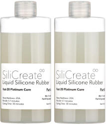 SiliCreate Cauciuc siliconic lichid SiliCreate, cu întărire prin platină, moale, Shore 20A, întărire rapidă - Cantitate - 1 kg (SC-LS-20A-F-1000)