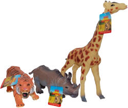UP Int'l Set 3 figurine din cauciuc animale salbatice, Girafa/Tigru/Hipopotam, 22 - 30 cm Figurina