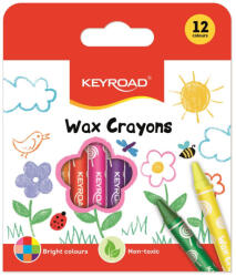 Keyroad Zsírkréta készlet 8x90mm 12 db/bliszter Keyroad Wax Crayon vegyes színek (KR971303) - mystock