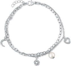 JwL Luxury Pearls Dupla ezüst karkötő medálokkal és valódi gyöngyökkel JL0802