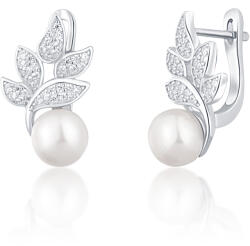 JwL Luxury Pearls Gyönyörű fülbevaló igazgyöngyökkel és cirkónium kővel JL0719