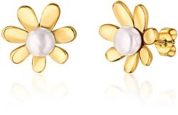 JwL Luxury Pearls Bájos aranyozott fülbevaló valódi folyami gyöngyökkel Virágok JL0775
