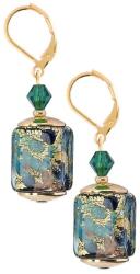 Lampglas Bájos Emerald Oasis fülbevaló 24 karátos aranyból Lampglas ECU68 gyöngyökkel