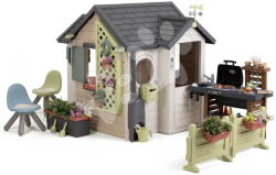 Smoby Căsuță Grădinarului cu gard lângă bucătărie Garden House Life Smoby cu burlan de scurgere, extensibilă cu filtru UV de la 24 luni (SM810308-T) Casuta pentru copii
