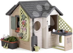 Smoby Căsuța Grădinarului cu sonerie lângă bucătărie Garden House Life Smoby cu jgheab, extensibilă cu filtru UV, de la 24 luni (SM810308-G) Casuta pentru copii
