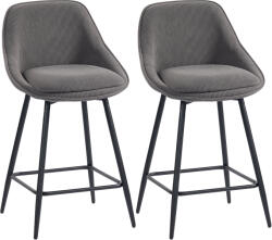 HOMCOM Set de 2 scaune de bar cu tapițerie din corduroy și picioare din oțel, scaune tapițate pentru insula de bucătărie, sufragerie, Gri | Aosom Romania (83A-344V00GY)
