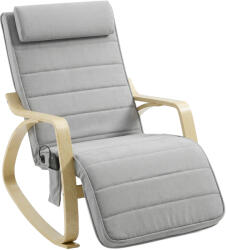HOMCOM Fotoliu balansoar cu masaj, încălzire, pernă pentru cap și suport pentru picioare, tapițerie din catifea, fotoliu relax, gri deschis | Aosom Romania (83B-351V90LG) Balansoar