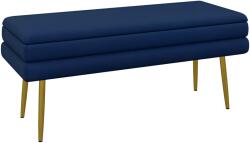 HOMCOM Bancă bancă cutie de depozitare 2 în 1 scaun aspect catifelat și picioare de oțel - 100 x 37, 5 x 42 cm bleu și aurit | Aosom Romania (838-438V01DB)