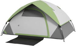Outsunny Cort de Camping cu 3 Locuri, Geam din Plasă și Cârlig Felinar, Cort de Camping din PE, 270x210x150 cm, Verde | Aosom Romania (A20-407V00GN) Cort