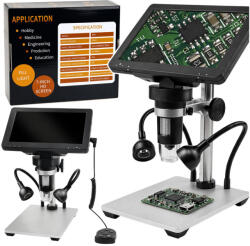 Lean Toys Oktatási digitális mikroszkóp távirányítóval, vezetékes 1200X LCD 7 hüvelykes HD kamera (5905991096436)
