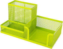 Deli Suport birou 3 compartimente Mesh Color Deli, Verde (DLE9154/VERDE)
