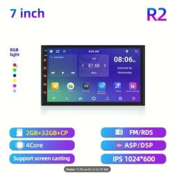 Roxy Navigációs Autórádió , QLED kijelző, extra erős 4x65w, RDS Rádió, 7 hüvelykes 2G RAM 32G ROM Android Radio, felbontás 1280*720, 2DIN, CarPlay és Android Auto, Android Auto, Car Android Auto Navigation