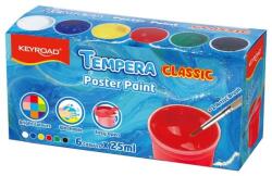 Keyroad Tempera készlet, 6 x 25 ml, ecsettel, Keyroad, műanyag dobozban (KR972982)