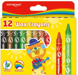 Keyroad Zsírkréta készlet 11x100 mm 12 db/bliszter Keyroad Wax Crayon vegyes színek (KR971305) - nyomtassingyen