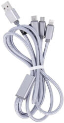 Maxlife 3in1 töltőkábel USB to Micro USB / Type-c / Lightning 1M 2, 1A szürke (OEM001651)