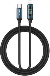 BWOO USB-C Lightning kábel 1 m 27 W LED-kijelzővel, fonott, fekete (BO-X305)