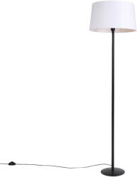 QAZQA Fekete állólámpa fehér vászon búrával 45 cm - Simplo (98579)