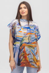 Shopika Summer Bluza de vara tip poncho din matase imprimata cu reproducere dupa picturi celebre Talie unica