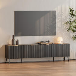 [en. casa] Comoda TV Nand 180x35x51 cm neagra, cu 4 usi si design modern (89876148)