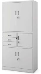 Plus Mobilier Dulap metalic Premium cu seif, 3 rafturi si 3 sertare 900x400x1800 mm (LxlxH), 50 kg/polita, Asamblat, PLUS gri Dulap metalic 4 3 900x400x1800 50 kg 3 cheie (61004330) Dulap arhivare