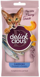  DELICKCIOUS DELICKCIOUS Creamy Snack, Sardine și dovleac, plic recompense pisici, 60g
