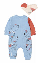 BabyJem Salopeta cu baveta pentru bebelusi dogs, tongs baby (culoare: albastru, marime: 0-3 luni)
