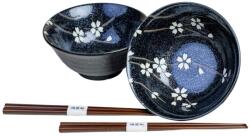 Made in Japan Bol ceramică BLACK & WHITE PETALS 400 ml, set de 2 buc, cu bețișoare, MIJ (MIJRW0054) Serviciu de masa