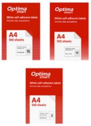 Optima Etichete albe autoadezive colturi drepte, 100 coli/top, Optima Smart (OP-40121)
