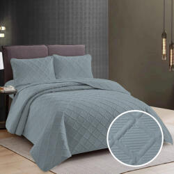 Ralex Pucioasa Cuvertura pat 2 persoane matlasata reversibila 230x250 cm + 2 fete perna 50x70 cm gri (RPU-76597)