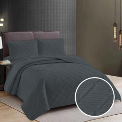 Ralex Pucioasa Cuvertura pat 2 persoane matlasata reversibila 230x250 cm + 2 fete perna 50x70 cm cool gray (RPU-83803)