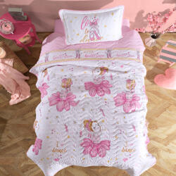Clasy Cuvertura pat o persoana matlasata reversibila 180x240 cm + 1 fata perna 50x70 cm model copii - BALLERINA (RPU-96547)