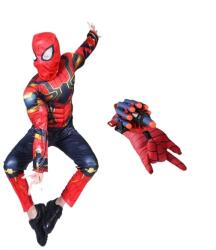 DEPOX Set costum si manusa lansator cu 7 ventuze din burete Iron Spiderman, 3-5 ani, rosu (0558) Costum bal mascat copii