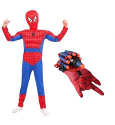 DEPOX Set costum muschi si manusa lansator cu 7 ventuze din burete Ultimate SpiderMan, 5-7 ani (0553) Costum bal mascat copii