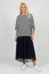 Pierino Bluza ampla oversize cu design asimetric din vascoza, cu dungi alb-bleumarin Talie unica
