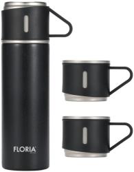 Zilan Hordozható termosz plusz 3 csésze, rozsdamentes acél belső, űrtartalom 400 ml FLORIA, fekete / ZLN 0743 (ZLN0743)