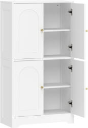 HOMCOM Dulap de bucătărie, dulap înalt cu 2 rafturi reglabile, bufet cu 4 uși arcuite 60 x 30 x 110 cm, Alb | Aosom Romania (83A-299V90WT)