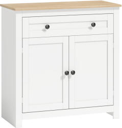 HOMCOM Comodă dulap de bucătărie cu sertar, două uși, poliță reglabilă, pentru living, 78, 5 x 35 x 80 cm Alb | Aosom Romania (83B-428V90WT) Comoda