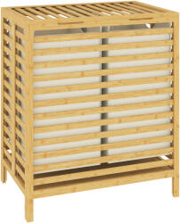 HOMCOM Coș de Rufe din Bambus 64L cu Capac, 2 Saci din Material Oxford Detașabili și Lavabili, Culoare Lemn | Aosom Romania (850-378V00AK)