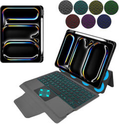 Techsuit KeyTab Pro tok RGB billentyűzettel - iPad Pro 11 (2024) - Fekete