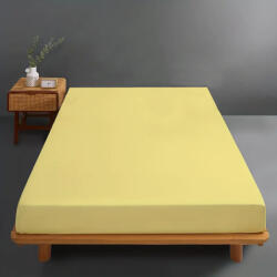 Ralex Pucioasa Husa de pat jersey galben pastel din bumbac 100% cu elastic (RPU-75126)