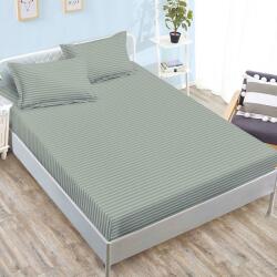 Ralex Pucioasa Husa de pat damasc gri cu dungi fine 160x200 180x200 + 2 fete perna (RPU-96879)