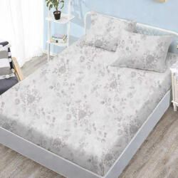 Ralex Pucioasa Husa de pat finet gri deschis cu flori fine ton pe ton + 2 fete perna cu elastic 160x200 (RPU-107705)