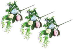 Decorer Set 3 crengute artificiale decorate cu oua 27 cm (A59.01.66)