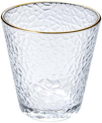 Clayre & Eef Set 6 pahare sticla transparenta aurie Ø 9x9 cm / 300 ml (6GL4877deco) Pahar